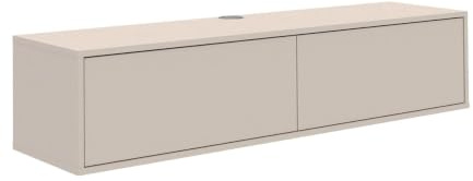 mokebo TV Lowboard hängend 'Das Schwebende' (160x36 cm) Made in Germany, aus Holz in Kaschmir, TV Board zur Wandmontage, Fernsehtisch ohne Füße, TV Schrank schwebend, Hängeboard in Beige
