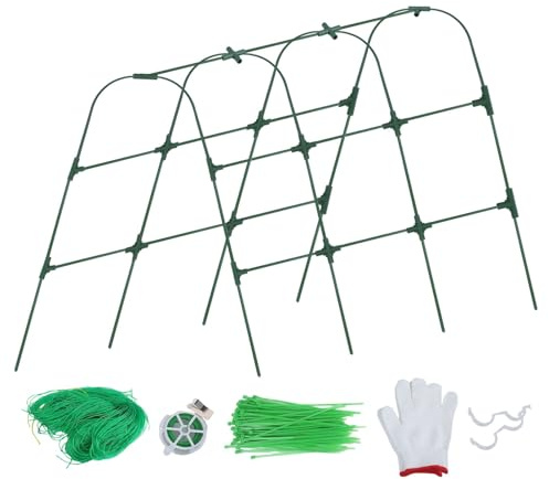 NEIQIUWING Griglia per cetrioli a forma di U per aiuole rialzate, in acciaio rivestito in plastica, 120 × 120 cm, per cetrioli, pomodori e fagioli