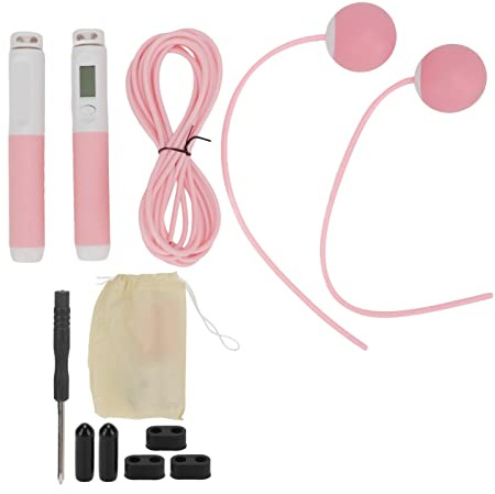 Pinkes Springseil mit intelligentem Zähler und verstellbarem Gewicht, schnurloses Springseil mit 2 Modi, ergonomische Griffe für Heim-Fitnesstraining und Outdoor-Übungen