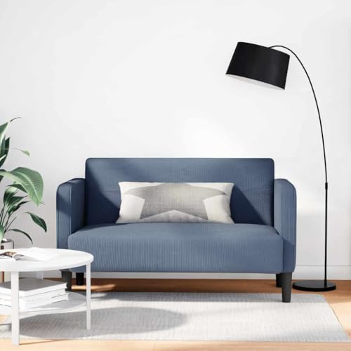 Fengshui Zweisitzer-Sofa Blau 109 cm Cordstoff | Schaumstoff-Feder-Kombination, Sperrholzrahmen, Stabile Beine, Modernes Design
