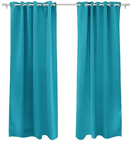 Victoria M. Aurora Verdunkelungsvorhang Blickdicht, Thermovorhang, Ösenvorhang, Schallschutz Vorhang 140 x 245cm, Hellblau, 2er Pack