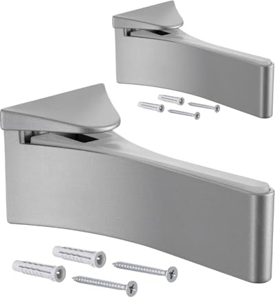 Gedotec Support d'étagère design - étagère murale en métal - argent anodisé | 2 pièces - support d'étagère pour charges lourdes | MAFOS | épaisseur de tablette 6-30 mm