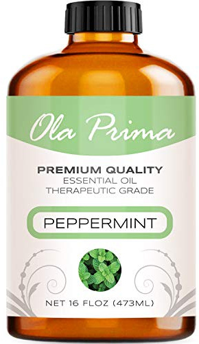 Ola Prima Peppermint Essential Oil Therapeutic Grade 16 oz for Aromatherapy, Diffuser, Cleaning, Lotions, Creams, Bath Bombs, Scrubs, Candles