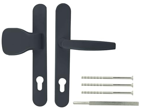 Premium Drückergarnitur Victory DHS 92mm - Oval - Griff-Knauf, Farbe:Grau RAL 7016, Schildbreite:25mm