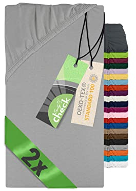 npluseins dubbelpack lakan för barn- och babymadrasser 175,188, ca 60 x 120 cm, silvergrå