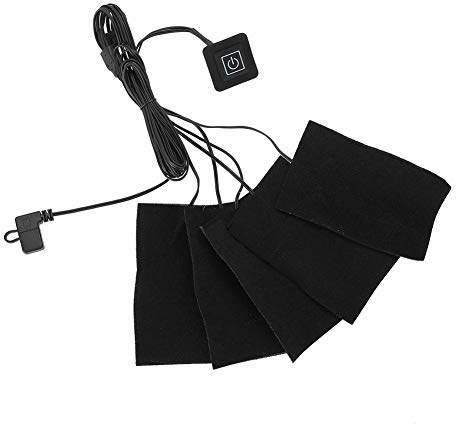 Uxsiya USB-Elektro-Tuchheizung, 5 Heizkissen, einstellbare Temperatur, Wasserfest, faltbar, Schwarz, 11 cm x 7 cm