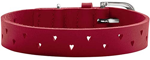 HUNTER Aalborg Soul Hundehalsband | Rindsleder, mit Herz-Stanzung, stark gefettet, robust, für Hundesport geeignet, Farbe: Rot, Größe: 45