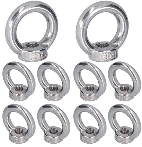 10 Pièces écrou à œil de Levage en Acier Inoxydable Forme D'anneau écrou Fileté Attache pour Machines Forestières(M4)