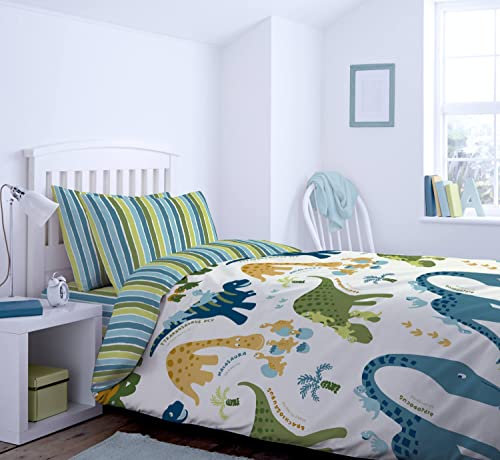 Catherine Lansfield Dino 135x200cm Duvet Cover and 1 80x80cm Pillowcase Multi