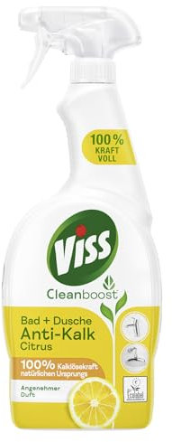 Viss Cleanboost Cleanboost Spray Bad dusch Anti-kalk Citrus rengöringsmedel för strålande glans med 100% kalklöskraft av naturligt ursprung 750 ml