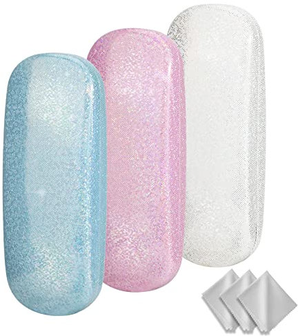 Hifot Étui Lunettes 3 pièces avec Chiffon à Lunettes, Étui Lunette Souple PU Cuir Sac Lunettes Boitier Lecture pour Femme Homme Enfant