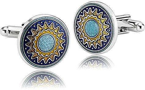Wycian Manschettenknöpfe Gold Damen, Cufflinks Women Runden Rostfreier Stahl 1.9X1.9CM für Männer Vater Freund Tuxedo Shirt