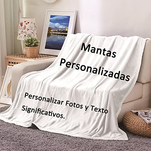 ANAZOZ Mantas Personalizadas con Fotos,Mantas para Cama Franela,Cobijas de Invierno Hojas Cobijas Suaves Blanco Verde Claro