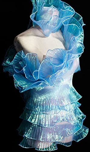 LUMoony Spitzenstoff Plissee Organza Satin Kante Trimmen - 3 Yards für Hochzeit Applikationen