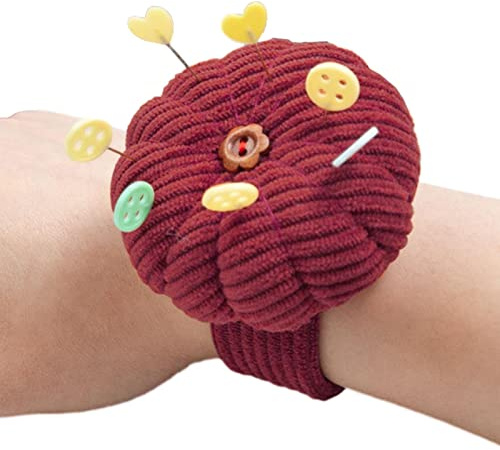 Facynde FacynPorte-Poignet,Coussin à épingles en Forme Citrouille - Coussinets d'aiguille Mignons Portables avec Sangle élastique réglable pour Le Quilting, Les nécessités Couture