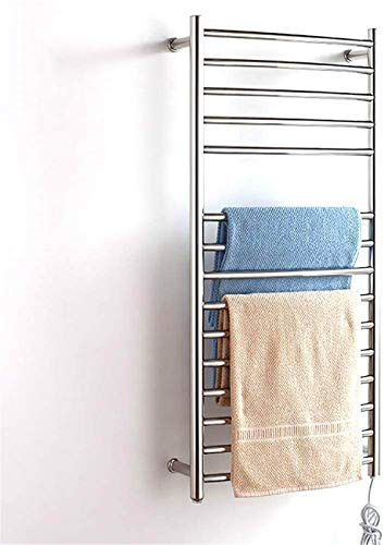 KLZUOPT Scaldasalviette Elettrico per Bagno, scaldasalviette a Parete a Temperatura costante Intelligente, Acciaio Inossidabile Cromato Ed 304 per Bagno, Plug-in (Color : Plugin) (Hardwiring)