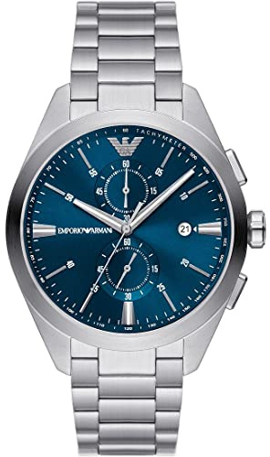 Emporio Armani Herrenuhr, Quarz-Zweizeiger-Chronographenwerk und 43mm Gehäusegröße mit Edelstahlarmband