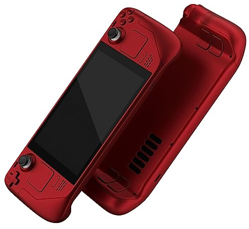 eXtremeRate Scarlet Red Custom Faceplate Back Plate Shell for Steam Deck LCD, Handheld Console Replacement Housing Case, DIY Full Set Shell with Buttons