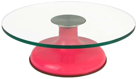 INTIRILIFE Kuchenplatte drehbarer Tortenständer mit rutschfestem Standfuß in Rosa - 30 x 10 cm - Teller Platte für Kuchen Torten Runde Servierplatte für Gebäck