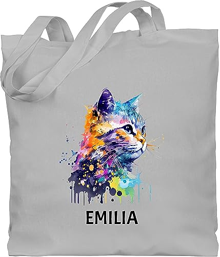 Geschenk mit Namen personalisiert by Shirtracer - Baumwolltasche - Katze Cat Citten Katzen Cats Katzenlieberhaber