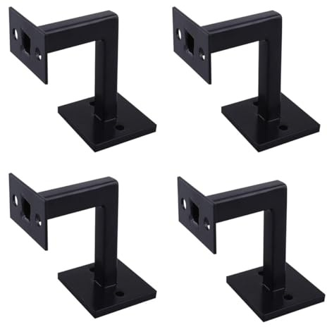 YUETTYY Robuste Edelstahl-Handlaufhalterungen, schwarz, quadratisch, Treppengeländer, Wandstütze, Handlauf, Balustrade für Treppengeländer, 4 Stück