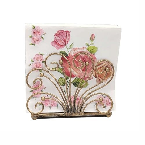 Yingbei Antiker Bronze-Serviettenhalter aus Eisen für den Tisch – dekorativer Metallständer für Papierservietten – eleganter Cocktail-Serviettenhalter
