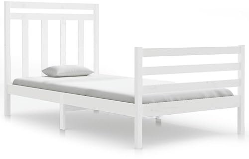 HETFTJN Seniorenbett Bed Frame Gästebett Familienbett - Massivholzbett Weiß 100x200 cm für Schlafzimmer Hotel Schlafsaal Gästezimmer