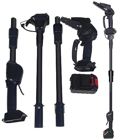 Juebueix Cordless Pole Saw,Battery Pole Saw, 2-in-1 High Branch Saw, Pruning saws for Tree Trimming Tree Trimmer Rechargeable Telescopic Pole Portable Cordless Electric Pole Chainsaw Garden Equipment