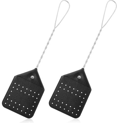 2 Pièces Tapette à Mouche, Tapetteà Mouche Cuir Robustes Tapettes à Mouches Manuelles avec Poignée en Métal Tapette à Guêpes pour la Maison la Cuisine l'Intérieur et l'Extérieur