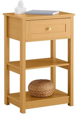 SoBuy Mesa Auxiliar para salón Comedor teléfono o lampara Mesita de Noche con 1 cajón Madera FBT46-N ES