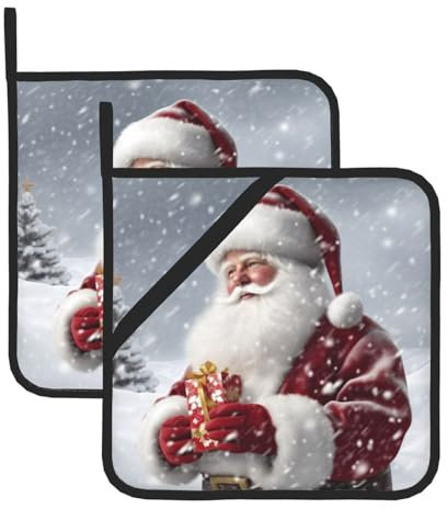 2 presine per cucina resistenti al calore presina Babbo Natale neve Secenry cuscinetti caldi per controsoffitti forno presina per cottura cottura cucina tappetino caldo sottopentola 20,3 cm Pad caldo