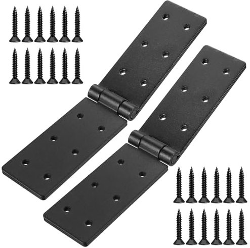 Tenbrachian 2 PzCerniere per Legno, Cerniere per Porte in Legno, Cerniere a Libro, Cerniera Pieghevoli Nere, Cerniera per Mobili Ante Porte da Giardino Armadi, con 24 Viti