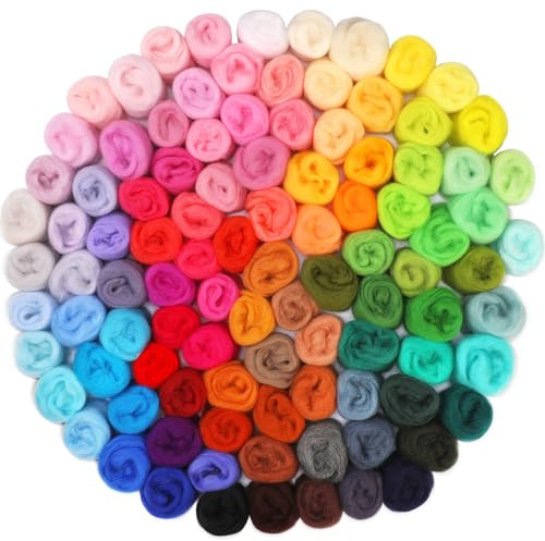Namner Filzwolle 100 Farben Set, 300g Märchenwolle aus Schafwolle | für Nassfilzen & Trockenfilzen, Merinowolle zum Filz Basteln, Filzen Starterset mit Naturfasern