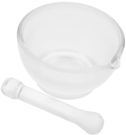 NULYLU Glass Mortar and Pestle Set for Kitchen Laboratory Grinding Bowl Lightweight Glass Medicines Mixer Crusher