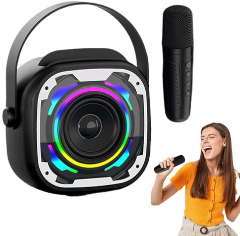 Uozonit Machine à karaoké, Microphone sans Fil avec Haut-Parleur, Petit Caisson de Basses, systèmes de sonorisation Portables, Boombox d'extérieur, équipement d'enregistrement pour Adultes et