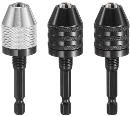 sourcing map Juego de 3 portabrocas sin llave, adaptador de conversión de portabrocas de 0.3-8.0 mm con vástago de 1/4 pulgadas para taladros eléctricos, destornilladores inalámbricos y herramientas