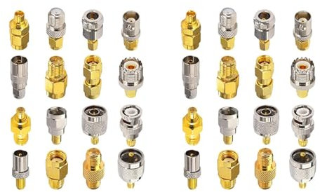 Uikdjgu 2X 16 Typ SMA Steckverbinder SMA Adapter Sätze SMA auf MCX/TV/F/BNC/UHF/RP-SMA Gerader, Vernickelter Test Stecker