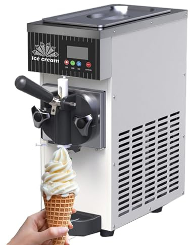 Commercial Ice Cream Machine,Countertop Soft Serve Ice Cream Maker, 80-100 /H Yield,Soft Serve Ice Cream Machine for Home,with 2.5l Hopper 1l Cylinder,with Pre-Cooling&LCD Panel,Cream