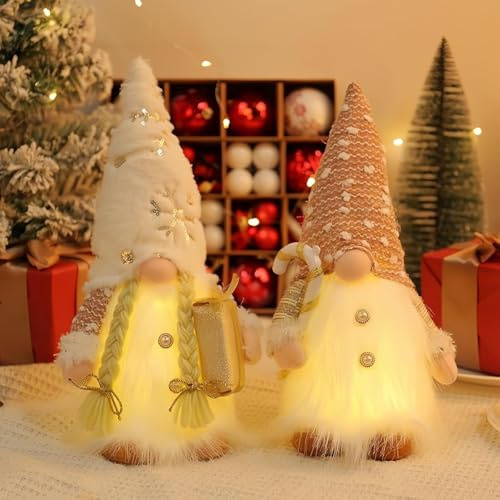 LED Wichtel,2 Stück Weihnachten Deko Wichtel mit LED Licht,30cm Weihnachtswichtel Plüsch,Weihnachten Figure,Weihnachtsdeko Mit Beleuchtet,Geschenke zu Weihnachten für Kinder,Weihnachtsdekoration