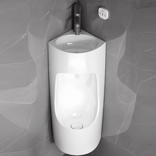 YITAYMLI Orinatoio antispruzzo con sensore Intelligente per Uomini Orinatoio angolari con Rubinetto e lavandino Orinatoi in Ceramica a Tenuta stagna Orinatoio antispruzzo Scarico ad Alta efficienza