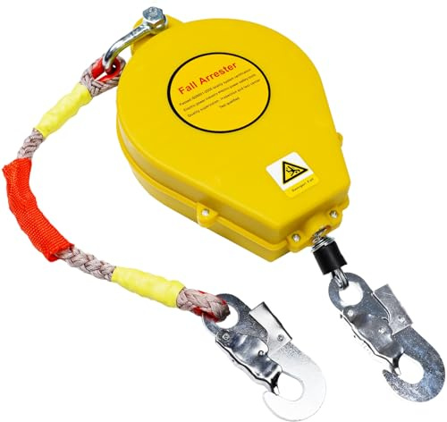 VFDZ Höhensicherungsgerät 5m/10m/15m(Gelb,10m) | Absturzsicherung Dachdecker mit Automatischer Sperrfunktion, 150kg Auffanggurt Absturzsicherung Einziehbar für Dacharbeiten