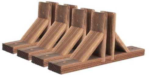 AKOOSY Kit de 4 Supports de Clôture en Bois Marron pour Jardin, Facile à Installer Trous de Fixation, Stabilisant pour Petites Barrières et Bordures de Pelouse