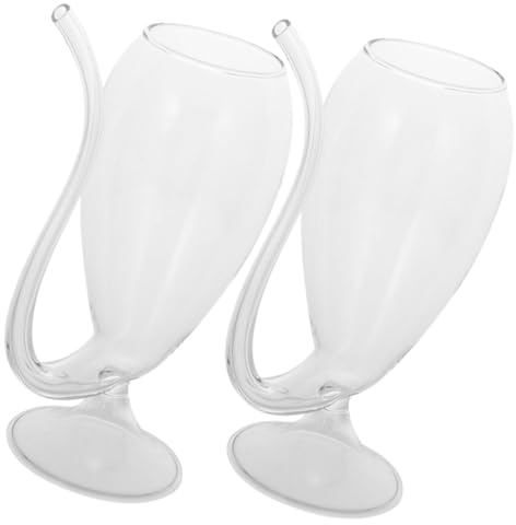 Toyvian Coupe à Vin Créative en Verre 170ml, Lot de 2, Paille Intégrée | Design Unique et Finition Lisse, pour Vin ou Boissons, Usage Bar et Fête, Idée Présent Pendaison