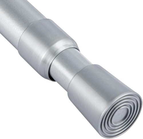 Gardinenstange ohne Bohren 55-90CM, Teleskopstange, Vorhangstange & Duschstange mit verstellbarer Länge, Ø22mm Perfekt für Fenster, Badezimmer & Schrank (Schwarz) (Silber, 55-90CM)