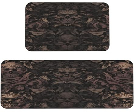Full Printed Chest Bag Kitchen Rugs Set of 2, Cushioned Anti-Fatigue Kitchen Mats for Floor, Waterproof Comfort Standing Mat Absorbent Velvet Kitchen Runner Rugs 17x30+17x47