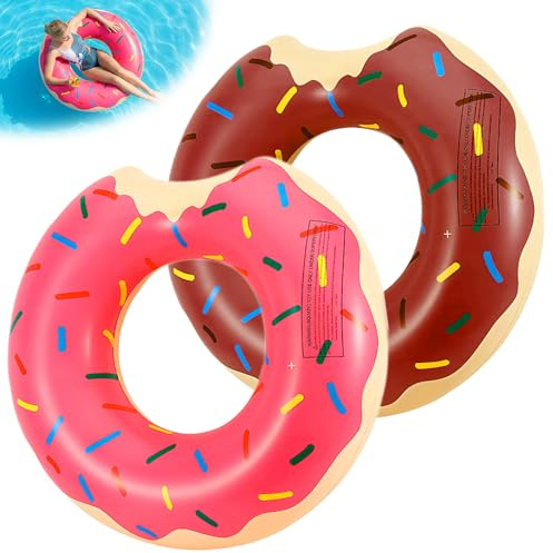 Swimming Rings for Kids Adults, 2 Pack Donut Inflatables Rubber Rins, Swimming Tube Pool Float, Rubber Ring for Swimming, Inflatable Pool Toys for Beach Water Party Teenagers (80-110 catties)