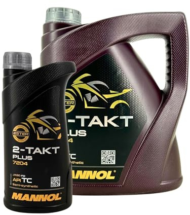 Mannol 2-Takt Plus MN7204 Motoröl 5L Set (4+1 Liter) - Hochleistungs-Zweitaktöl für Motorrad, Roller, Scooter, Kettensäge & Rasenmäher