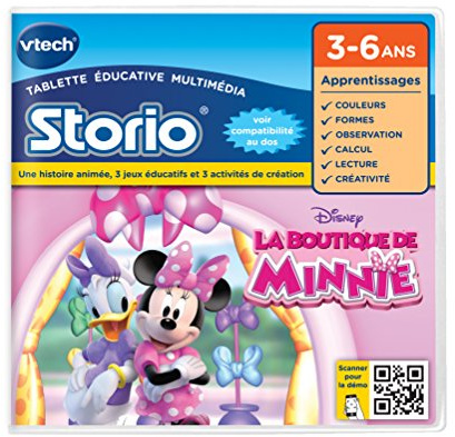 VTech - Storio Disney, Cartouche de Jeu pour Tablette Enfants, La Boutique de Minnie avec 1 Histoire, 3 Jeux Éducatifs et 3 Activités Créatives, Cadeau Enfant de 3 Ans à 6 Ans - Contenu en Français