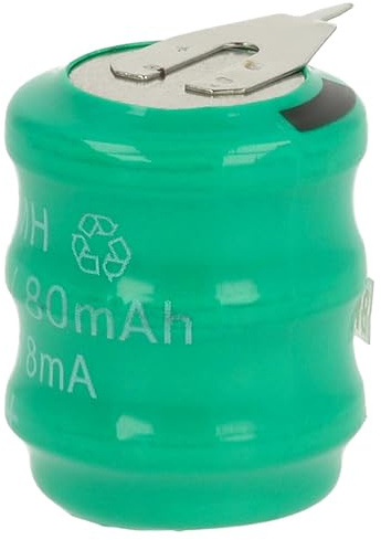 vhbw NiMH Batería de botón de Repuesto Tipo 3/V80H 2 Pines 80mAh | 3,6 V compatible para lámparas solares, etc.