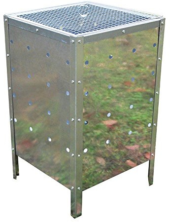 Unibos Large Square Incinerator Fire Bin Garden Rubbish Burning Trash Bins Galvanised Metal 90 Litre New